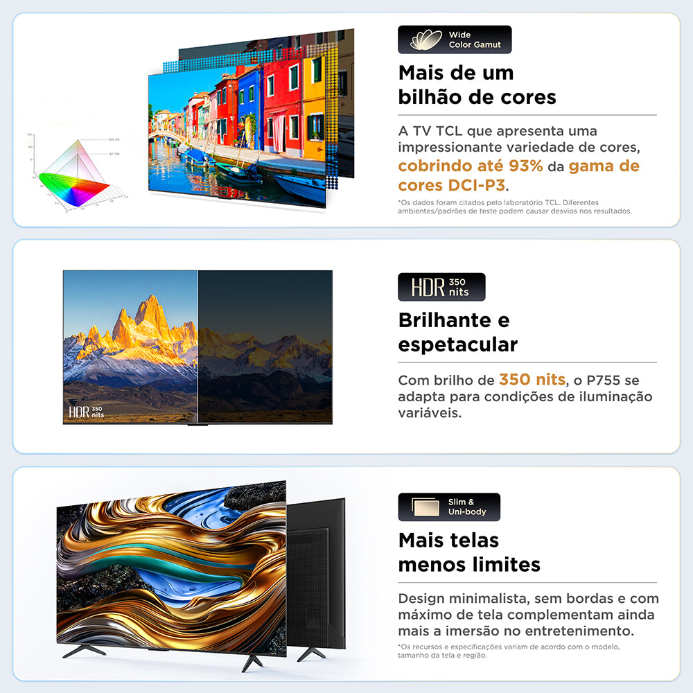 Smart Tv 43'' Classic 4k 43p755 Google Tv Dolby Tcl Bivolt | Henry