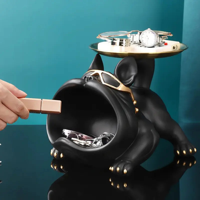 Escultura Decorativa e Porta Objetos com Bandeja Bulldog Big Mouth 2.0 | Henry