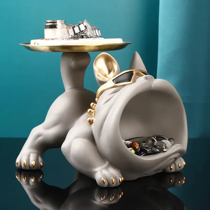 Escultura Decorativa e Porta Objetos com Bandeja Bulldog Big Mouth 2.0 | Henry