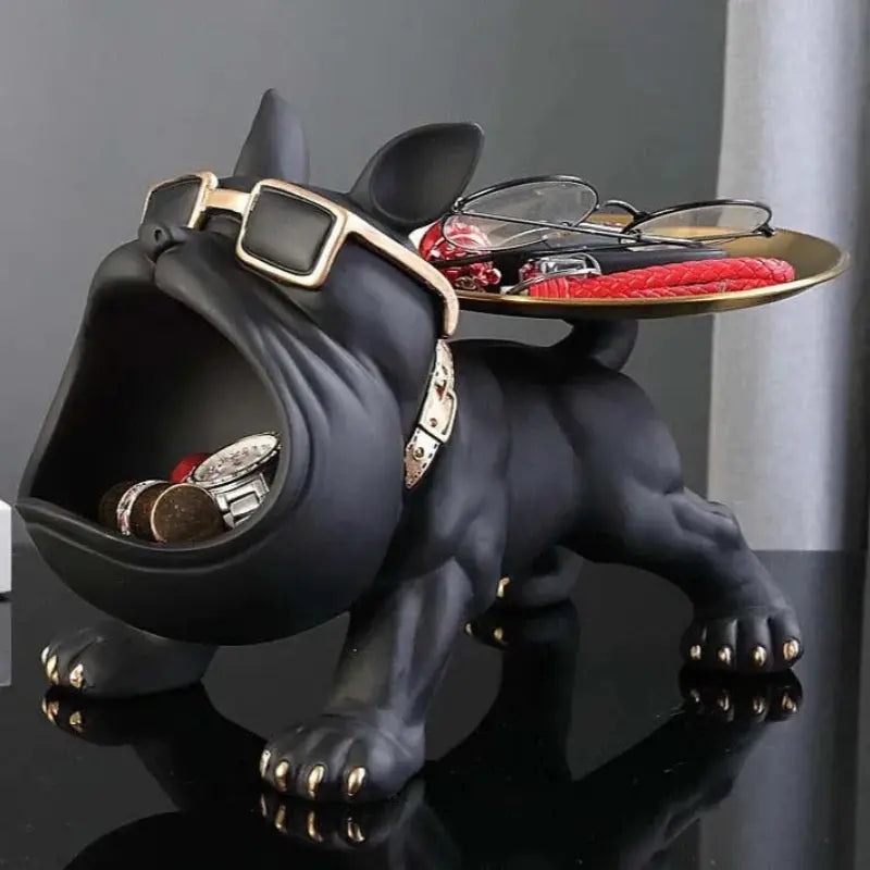 Escultura Decorativa e Porta Objetos com Bandeja Bulldog Big Mouth | Henry