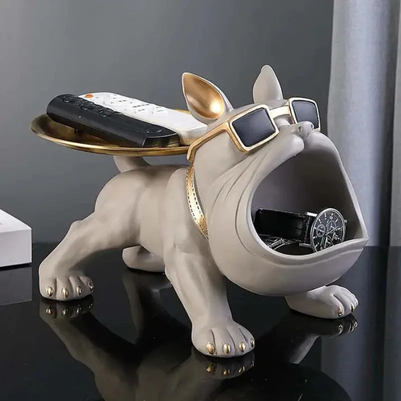 Escultura Decorativa e Porta Objetos com Bandeja Bulldog Big Mouth | Henry