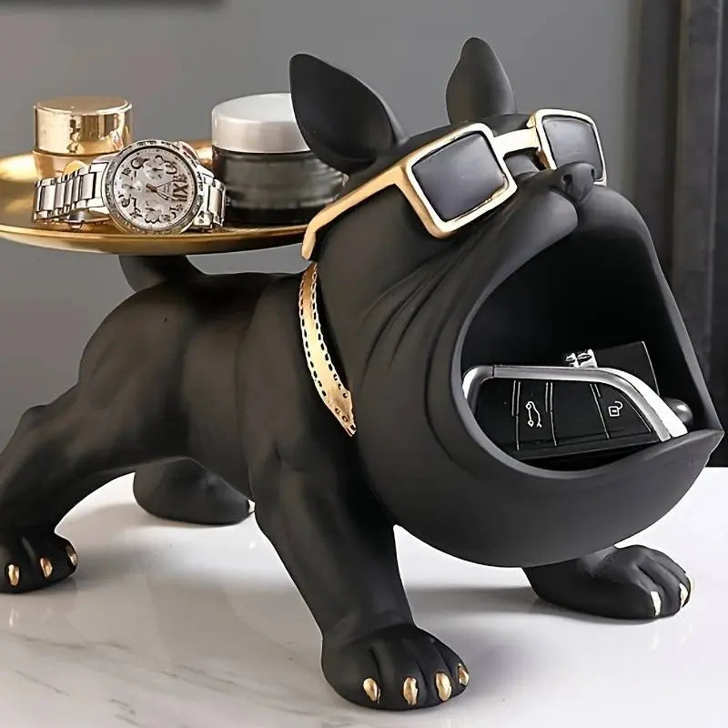 Escultura Decorativa e Porta Objetos com Bandeja Bulldog Big Mouth | Henry