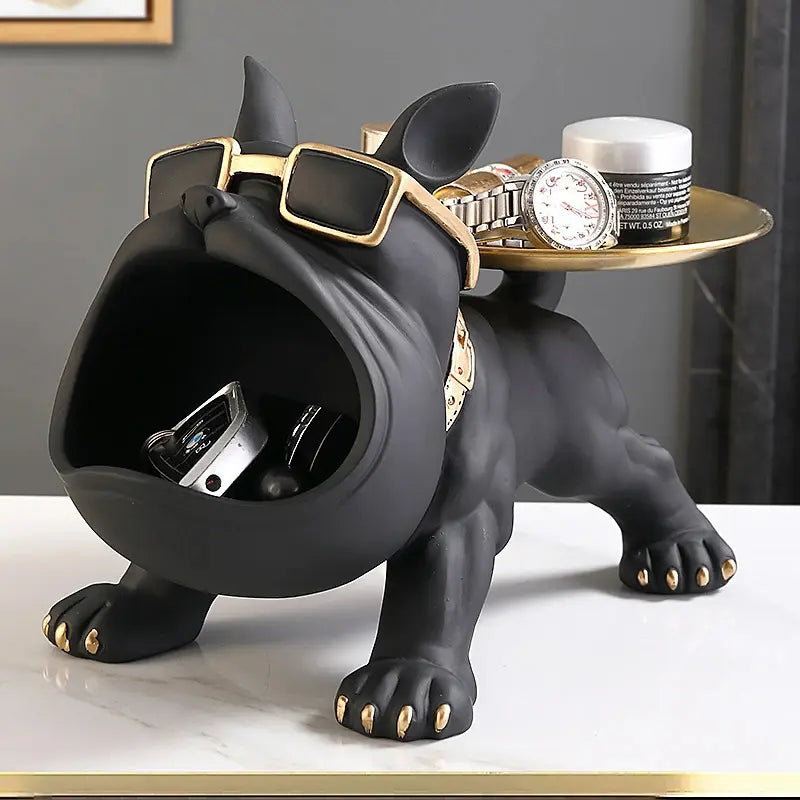 Escultura Decorativa e Porta Objetos com Bandeja Bulldog Big Mouth | Henry