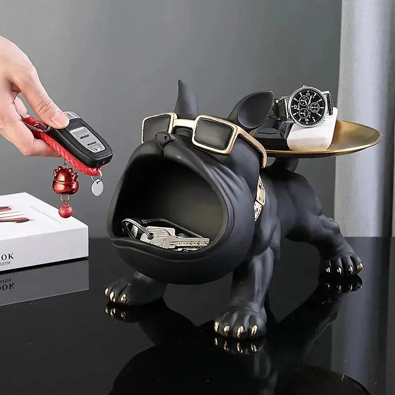 Escultura Decorativa e Porta Objetos com Bandeja Bulldog Big Mouth | Henry