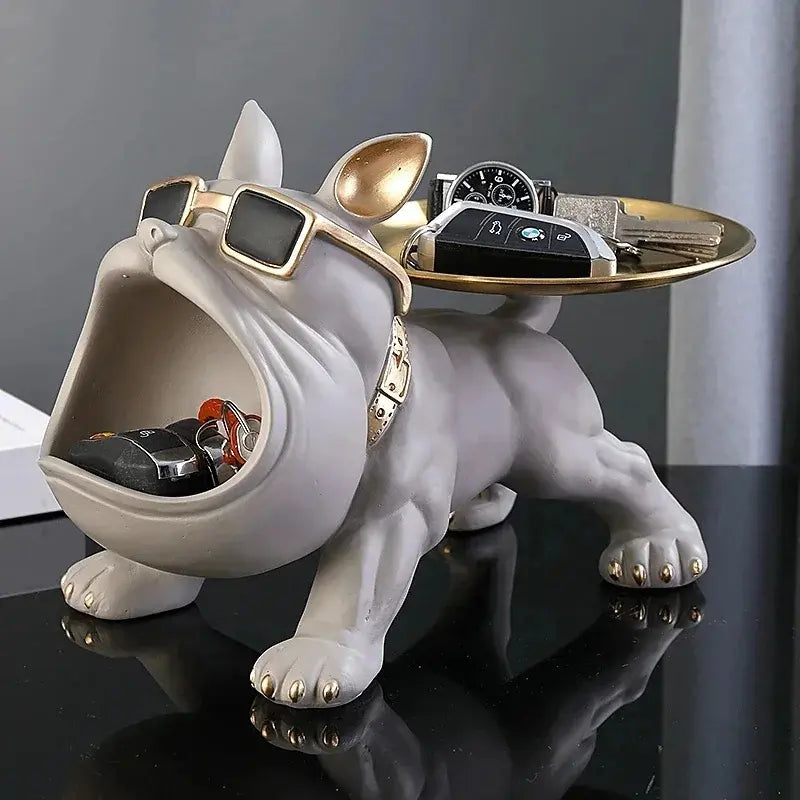 Escultura Decorativa e Porta Objetos com Bandeja Bulldog Big Mouth | Henry