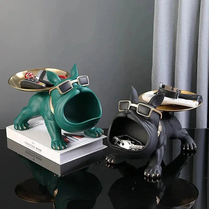 Escultura Decorativa e Porta Objetos com Bandeja Bulldog Big Mouth | Henry