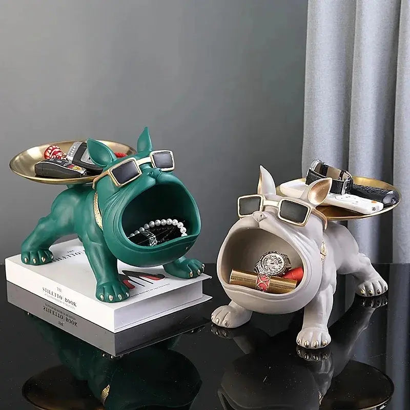 Escultura Decorativa e Porta Objetos com Bandeja Bulldog Big Mouth | Henry