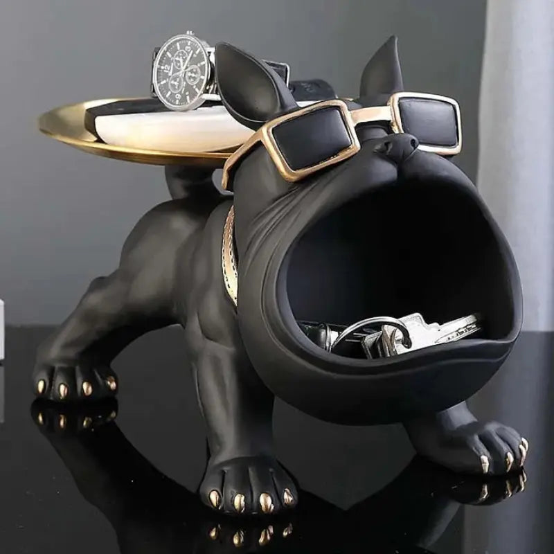 Escultura Decorativa e Porta Objetos com Bandeja Bulldog Big Mouth | Henry