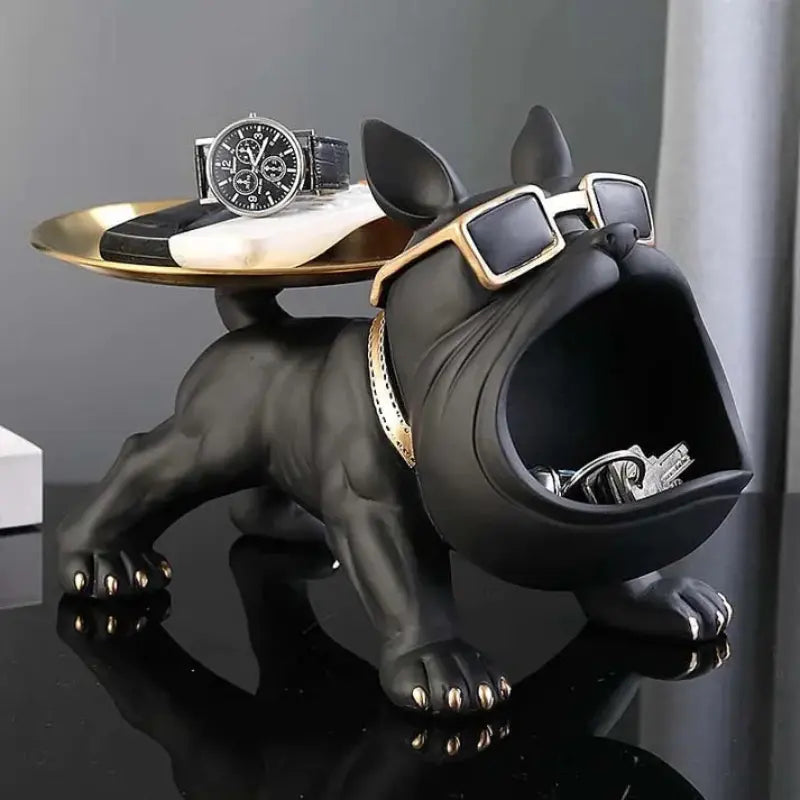 Escultura Decorativa e Porta Objetos com Bandeja Bulldog Big Mouth | Henry