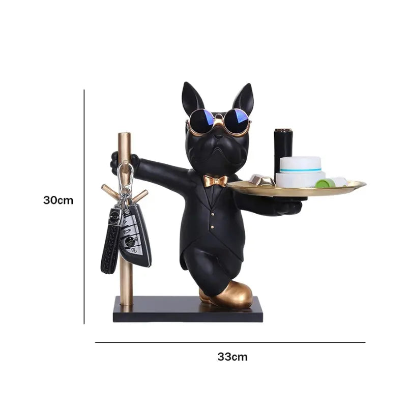 Escultura Decorativa e Porta Objetos com Bandeja Bulldog Chavoso | Henry