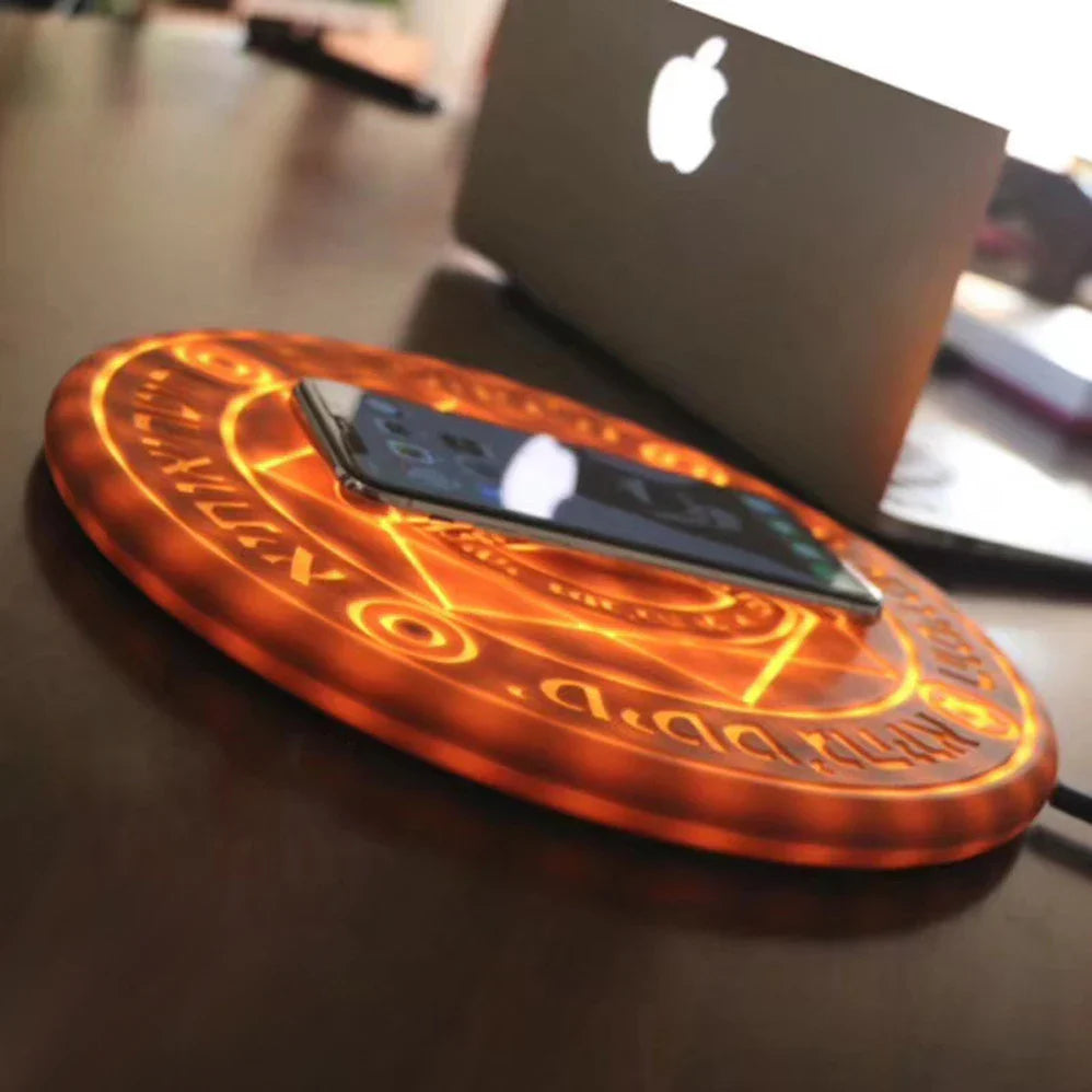 Carregador Por Indução Sem Fio Círculo Magico Mandala LED | Henry