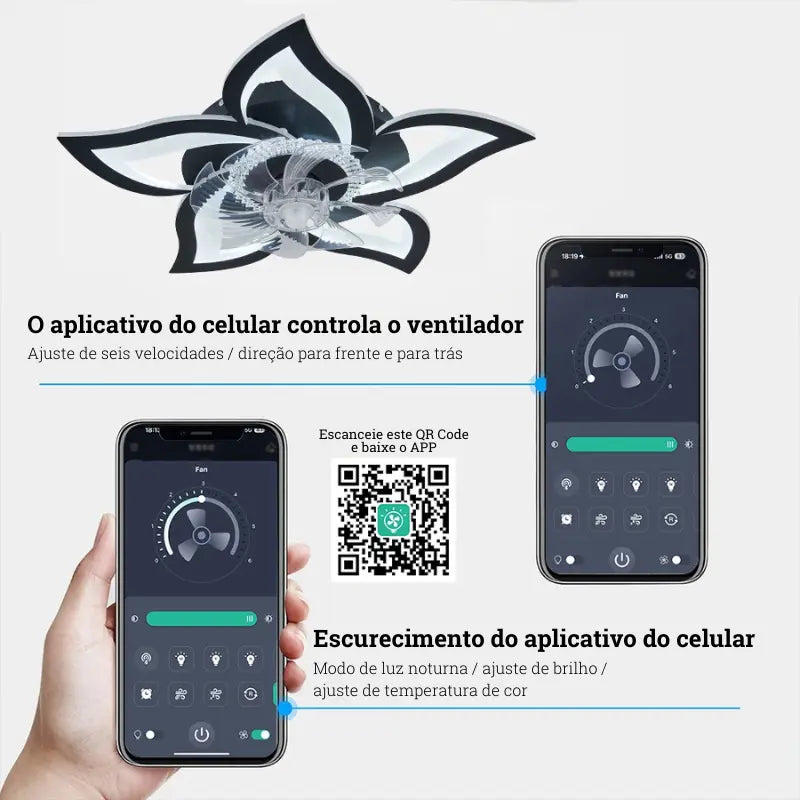 Luminária e Ventilador de Teto Moderno com Controle Remoto Adenium | Henry
