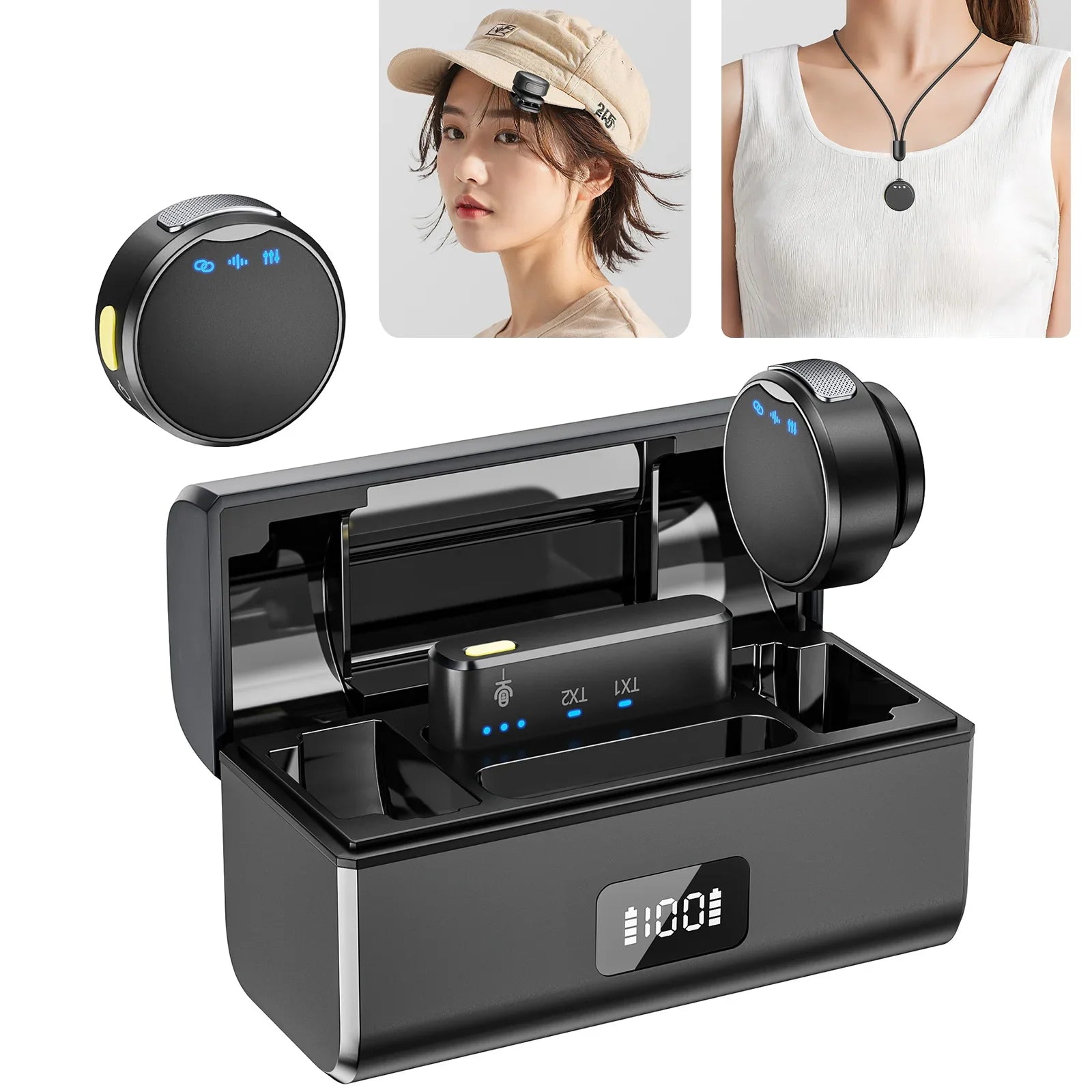 Microfone Lapela Sem fio com redução de ruído modelo moeda | Henry