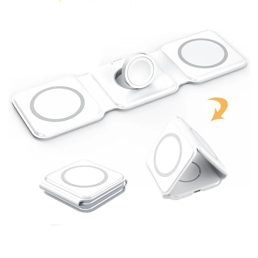 Carregador Magnético 3 em 1 Dobrável para iPhone/Apple Watch/ AirPods | Henry