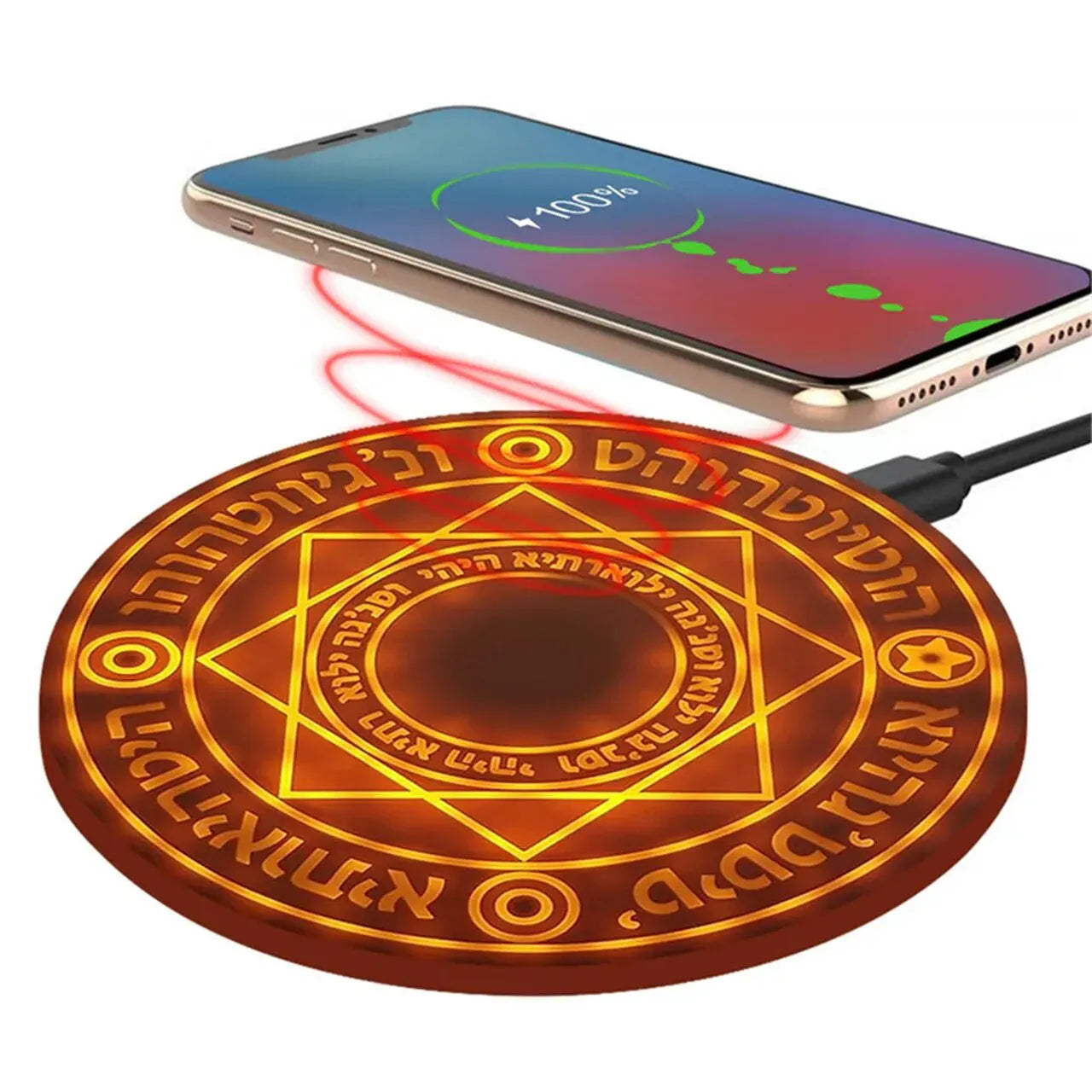 Carregador Por Indução Sem Fio Círculo Magico Mandala LED | Henry