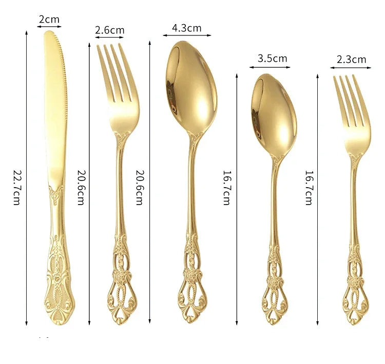 Conjunto De Talheres Dourado De Aço Inoxidável| Henry