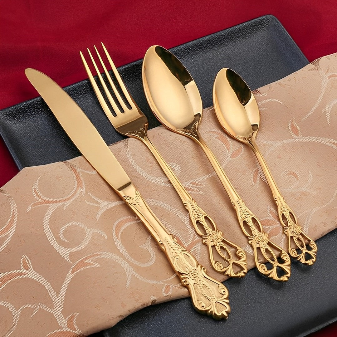 Conjunto De Talheres Dourado De Aço Inoxidável| Henry