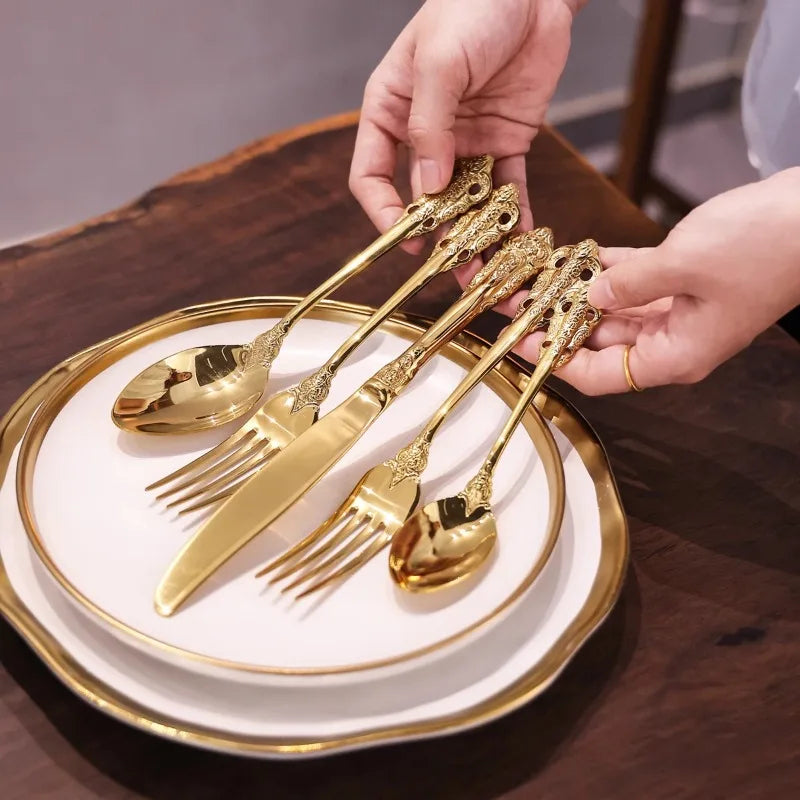 Conjunto De Talheres Dourado De Aço Inoxidável| Henry