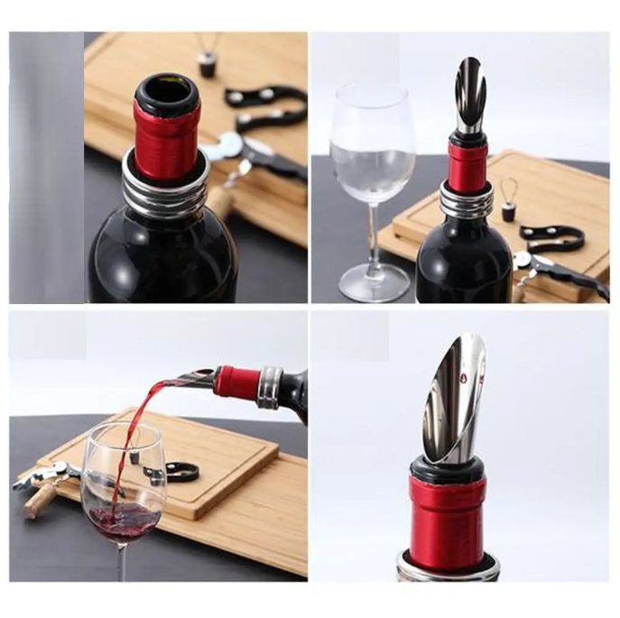 Kit 5 Peças Abridor de Vinho Saca Rolhas Anel Salva Gotas | Henry
