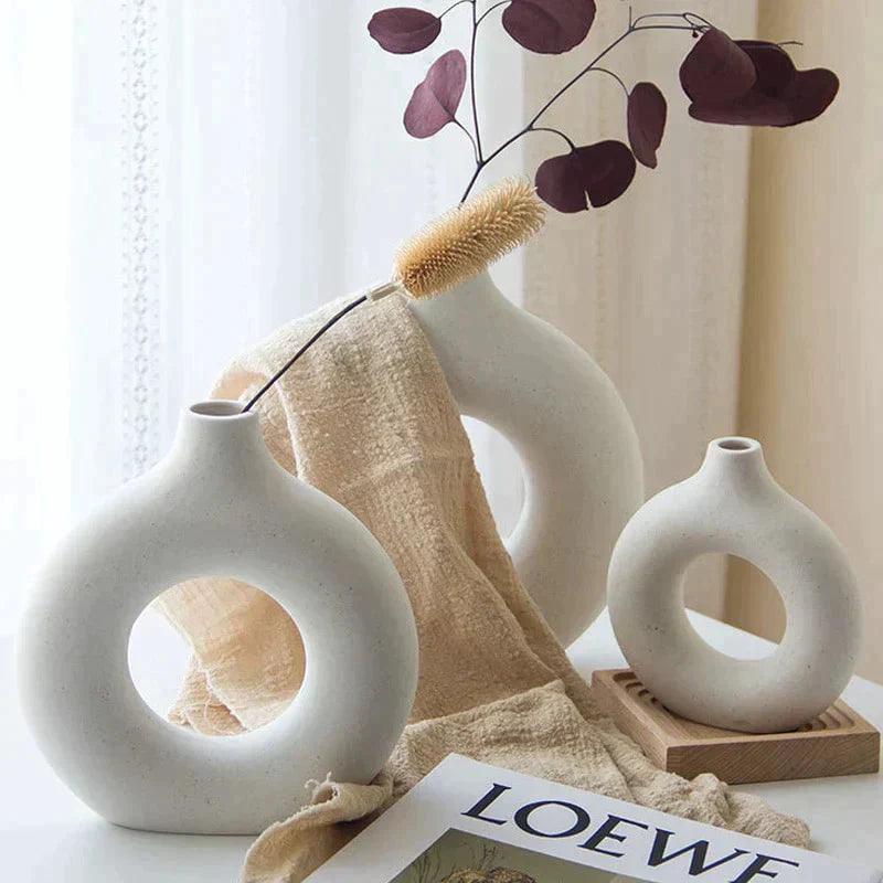 Vaso Nórdico Circular de Cerâmica Decorativo - LOJAS HENRY SHOP